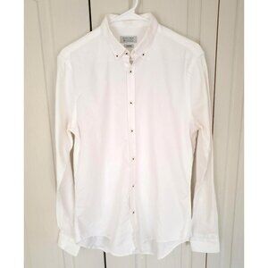 ZARA White Slim-fit Casual Oxford Shirt - M